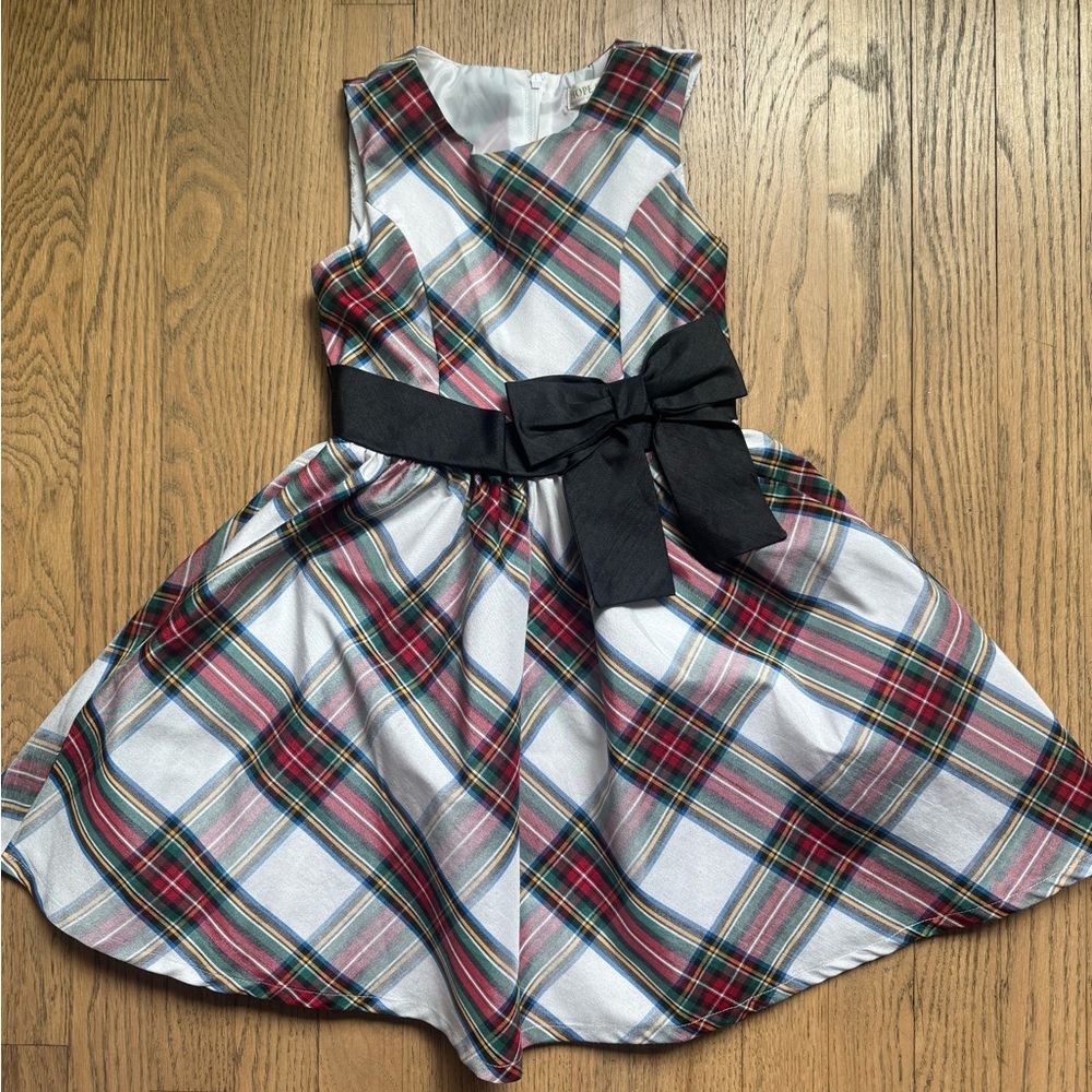 Hope and Henry Holiday Plaid dress with bow